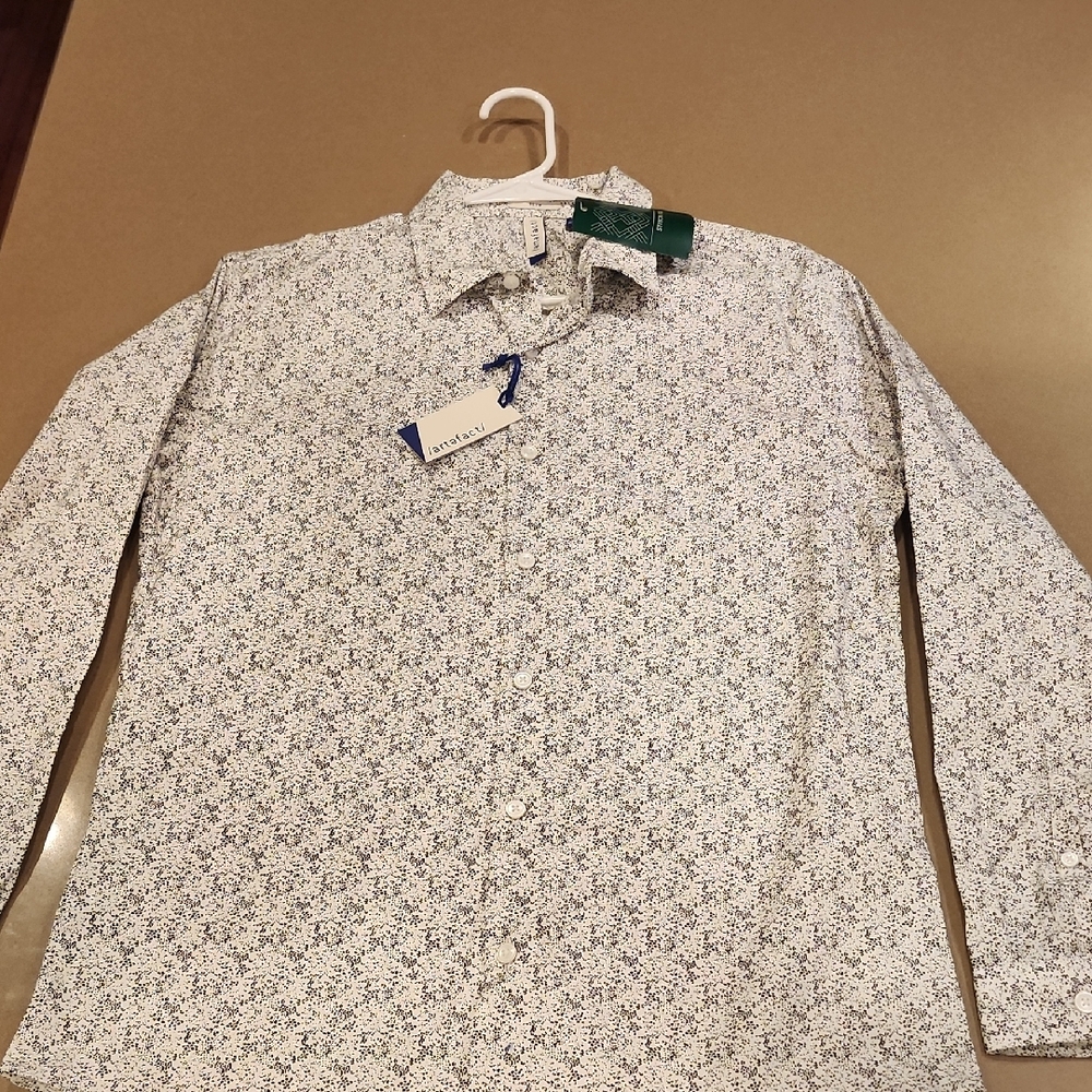 Banana Republic Men's Casual Floral Shirt - White and Gray